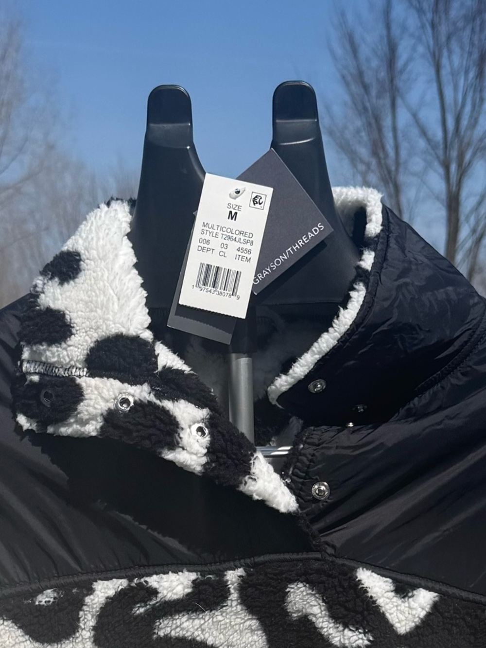 Grayson Threads Black and White Patterned Sherpa Pullover - Picture 2 of 2